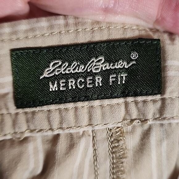 Eddie Bauer Mercer Fit Tan Striped Cotton Shorts, Size 12 - Picture 4 of 5
